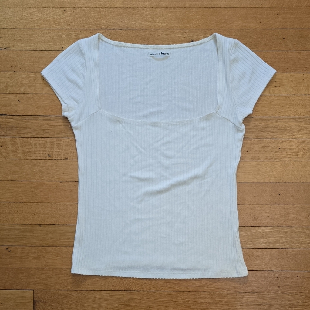 Reformation Jeans, Square Neck Ribbed Top, Cream, VGUC, Women's  L